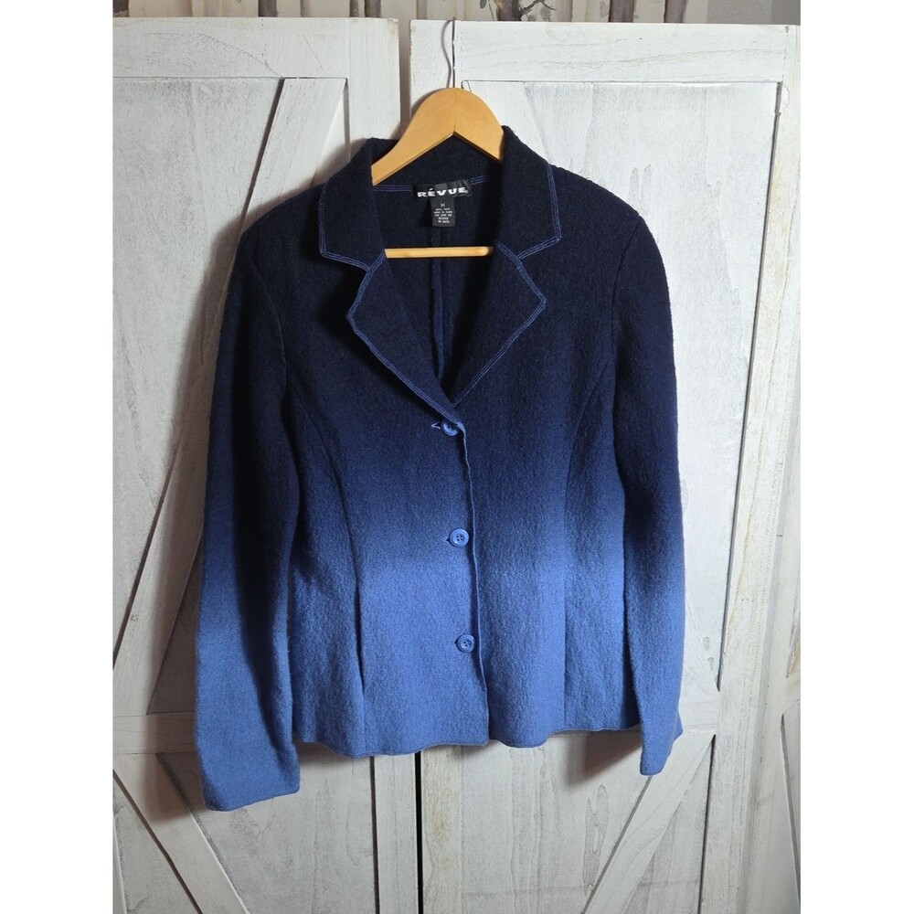 Revue 100% Wool Blue Ombre Blazer Size M